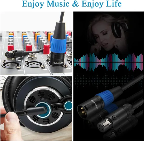 Vista 6 de JOLGOO Cable adaptador XLR macho a Mini XLR hembra, 3 pines a 3 pines Mini, 1 pie