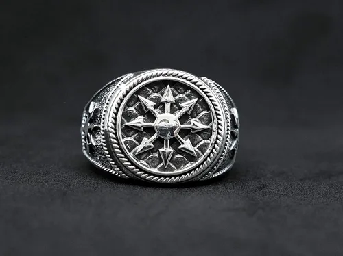 Vista 4 de Anillo de plata de ley 925 con diseño de estrella mágica gótica del caos, talla 6-15