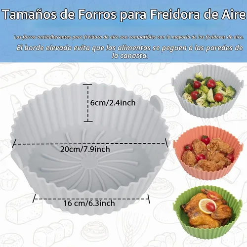 Vista 3 de Revestimientos de silicona – Forro antiadherente reutilizable compatible con accesorios COSORI para cestas de freidora de aire