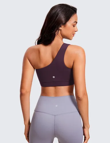Vista 2 de CRZ YOGA Butterluxe - Brasier deportivo de un hombro para mujer, sin mangas, con una correa, de bajo impacto, asimétrico, para entrenamiento y yoga