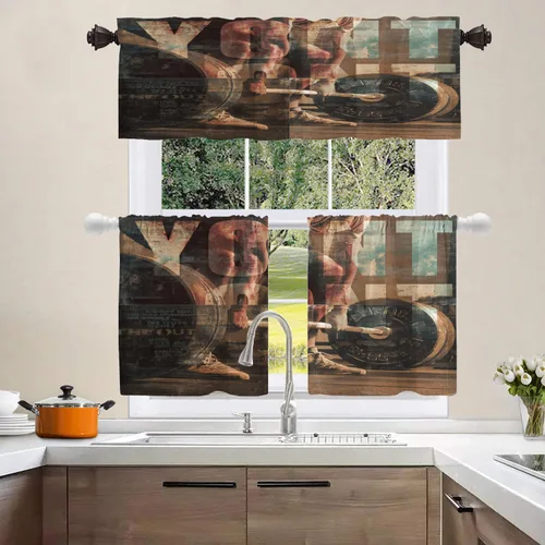 Vista 153 de Shrahala Orange Autumn Autumn Blackout Curtain Tiers, Fall Kitchen Valance Light Blocking Tier Drapes with Rod Pocket, 2 Pack 26 X 24 in
