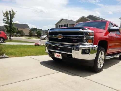 Vista 5 de Rejilla de acero inoxidable y pintura electrostática negra para insertar en defensa de 2015+ Chevy Silverado 2500 3500 HD Edición "Z-71