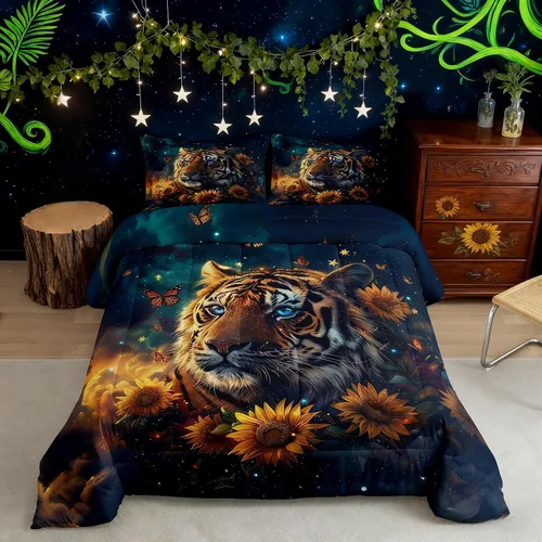 Vista 18 de Castle Fairy - Juego de funda de edredón con bandera estadounidense tamaño King, ropa de cama para niñas y adolescentes, funda de edredón con Multi