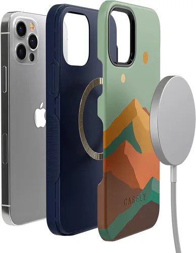 Vista 6 de Casely Funda para iPhone 12/12 Pro Endless Peaks Colorblock Mountain Compatible con MagSafe Diseño protector audaz
