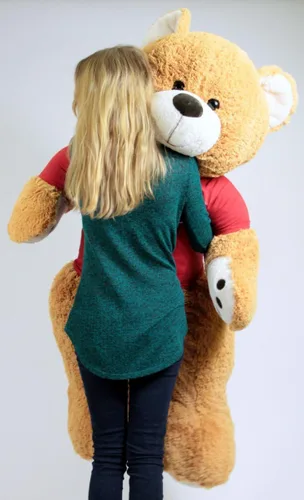 Vista 2 de Oso de peluche gigante de San Valentín de cinco pies de alto suave felpa lleva camiseta que dice feliz día de San Valentín