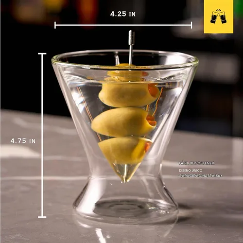 Vista 3 de LEMONSODA Vasos de cóctel de Martini sin tallo, transparentes de 8 onzas
