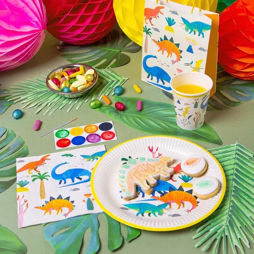 Vista 3 de Talking Tables Servilletas de papel de dinosaurio para fiestas de cumpleaños de niñas o niños, 13 x 13 pulgadas, colores mezclados, paquete de 20