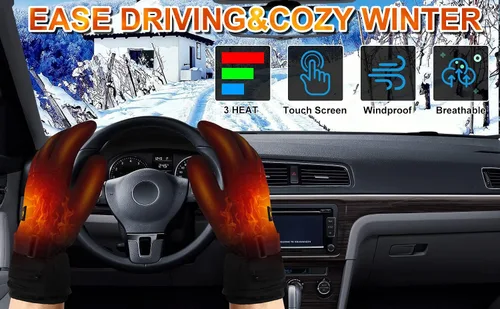Vista 2 de Autocastle Guantes calefactables recargables con batería eléctrica para hombres y mujeres, guantes térmicos para pantalla táctil, guantes térmicos