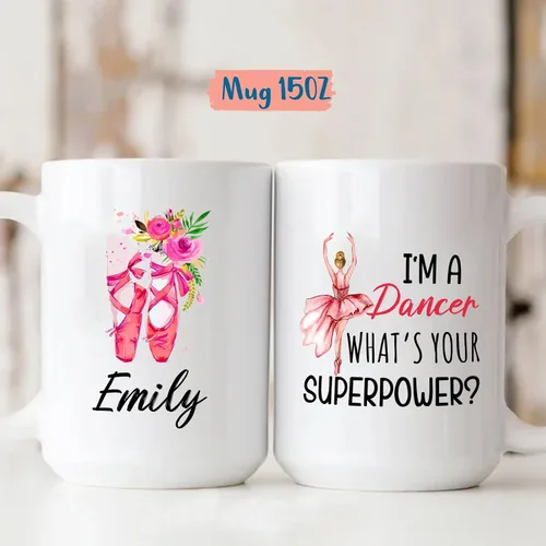 Vista 5 de Regalo personalizado de bailarina, taza de zapato de ballerina, taza de bailarina, tazas para amantes de la danza, taza de café personalizada