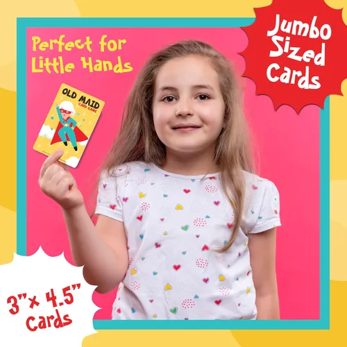 Vista 5 de University Games Juego de cartas Vieja Soltera - Tamaño Jumbo, Tarjetas de personajes coloridas para niños de 4 años en adelante, juego divertido