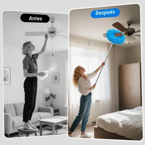 Vista 6 de DRQ - Limpiador de ventilador de techo con poste de extensión de 13-48 pulgadas, azul, paquete de 2
