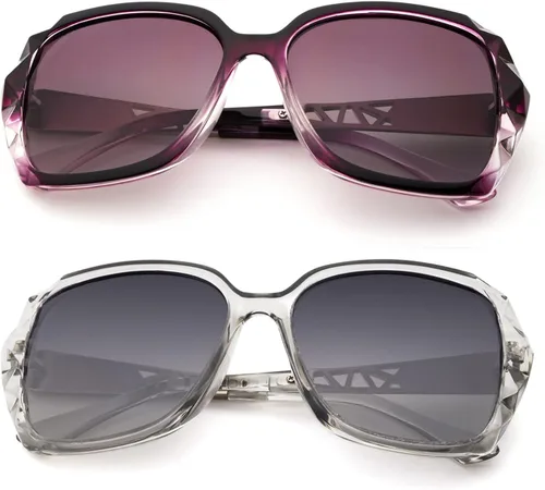 Vista 2 de LECKIRUT - Lentes de sol de gran tamaño para mujer, lentes de sol clásicos y a la moda con protección UV polarizada
