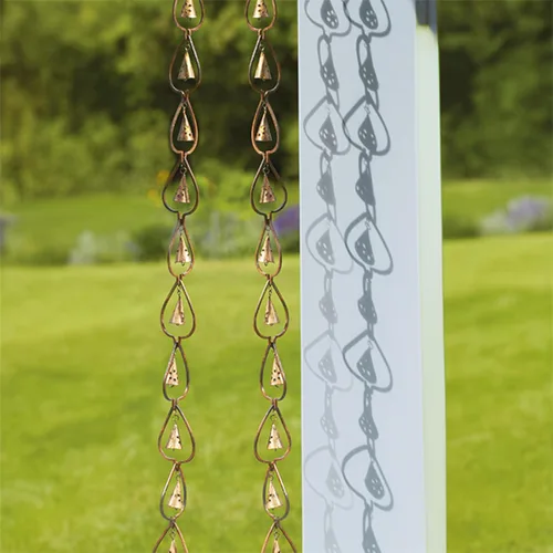 Vista 2 de Ancient Graffiti Aspen Leaf and Bell Rain Cadenas de 2