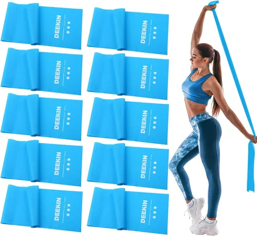 Vista 9 de DEEKIN Juego de 10 bandas de resistencia profesionales para ejercicio, sin látex, para pilates, terapia física, entrenamiento de fuerza, yoga