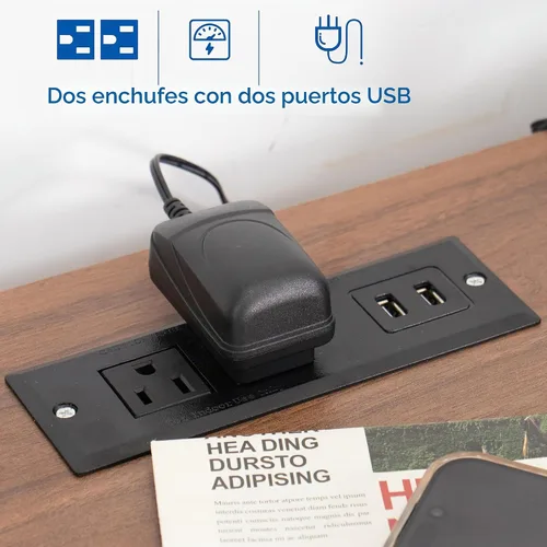 Vista 6 de Oubayajia Soporte grande para tocadiscos, soporte de almacenamiento de discos de vinilo, mesa para tocadiscos con toma de corriente, soporte