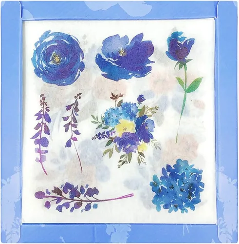 Vista 5 de allydrew Washi - Juego de calcomanías para álbumes de recortes, diseño floral azul (20 hojas)