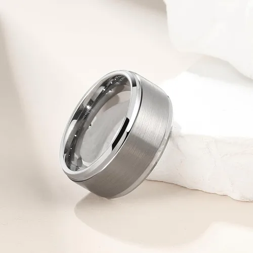 Vista 2 de King Will - Anillo de tungsteno básico para hombre, de 1564, 932, 516, 2364 y 2564 de pulgada, con acabado cepillado mate, ideal como anillo