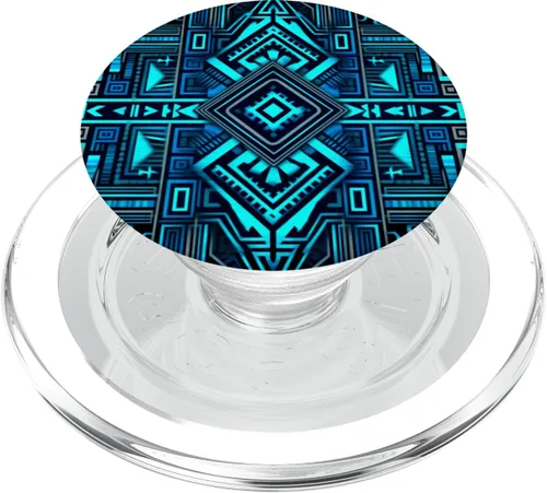 Vista 8 de Southwestern Aztec Design Serape Vintage Negro Con PopSockets Azul PopGrip intercambiable