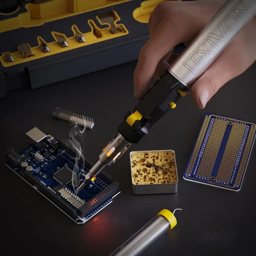 Vista 7 de LEXIVON Kit multiusos de soldador de butano Juego de 7 puntas de llama ajustable inalámbrico de encendido automático Grado Profesional