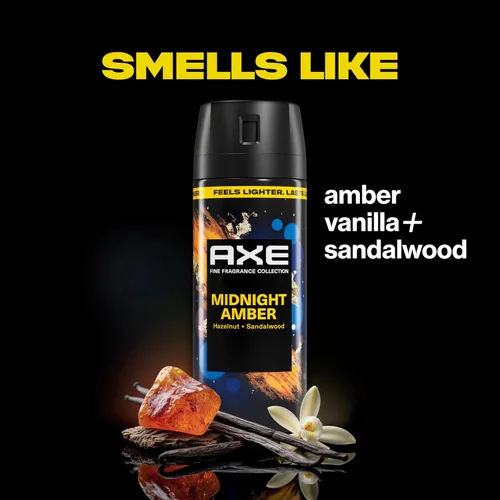 Vista 3 de AXE Fine Fragrance Collection Spray corporal Midnight Amber 72 horas de frescura sin aluminio, 2.9 onzas