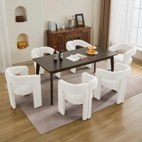Vista 15 de adochr Modernas sillas de comedor de barril, silla de comedor tapizada de lino con patas de madera, sillas decorativas con brazos, cómodos sillones