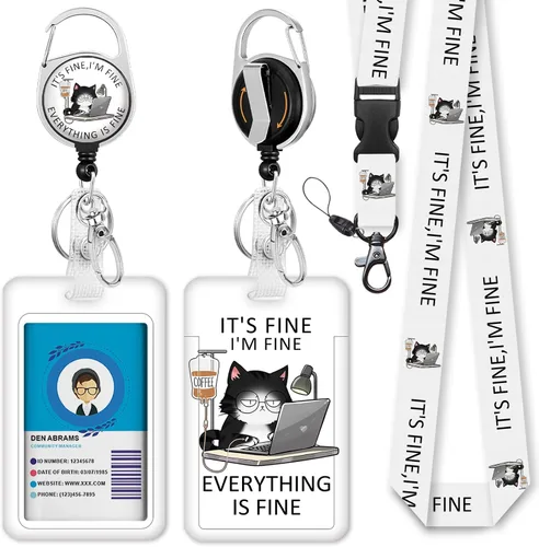 Vista 7 de Cordones negros para insignias de identificación, soporte retráctil para insignias de trabajo, cordón con soporte para tarjeta de crucero, llavero