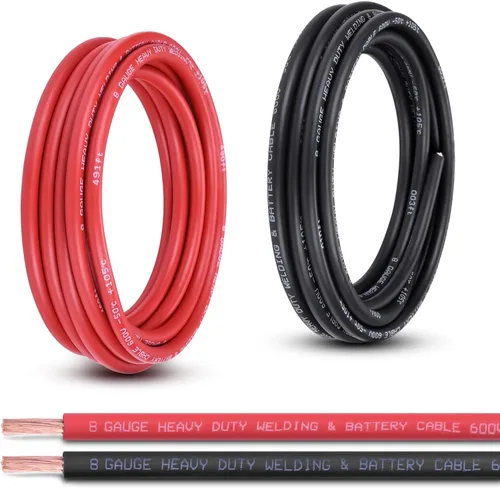 Vista 23 de Cable de batería calibre 1/0, 10 pies rojo + 10 pies negro, 1/0 AWG, alambre de cobre puro, cable de soldadura, para automotriz, batería, solar