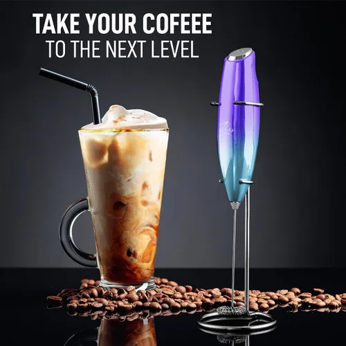 Vista 80 de Zulay Milk Boss Espumador de leche potente manual, hace espuma para latte, batidor para mezclar bebidas, café, miniespumador para capuchino, frappé