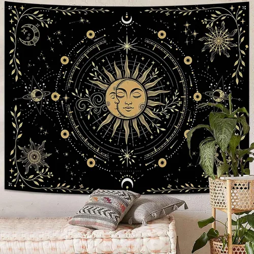 Vista 23 de Kanuyee Tapiz Floral de Luna Tapiz de Flores para Dormitorio Tapices Bohemios para Colgar en la Pared Estético para Dormitorio y Sala de Estar Luna