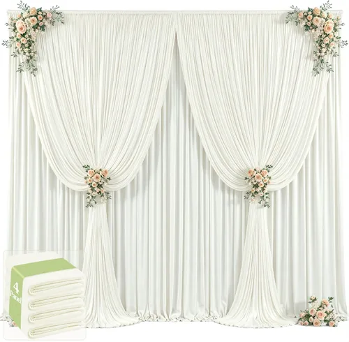 Vista 20 de 20 pies x 12 pies Cortinas de Telón de Fondo Azul Bebé Sin Arrugas para Bodas y Fiestas, Telón de Fondo de Tela Azul, Cortinas para Bodas