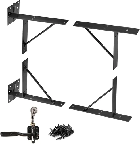 Vista 10 de Mofeez Kit de soporte de esquina sin hundimiento para puertas de cobertizo, puertas de entrada, puertas de corral, ventanas de madera (2 juegos)