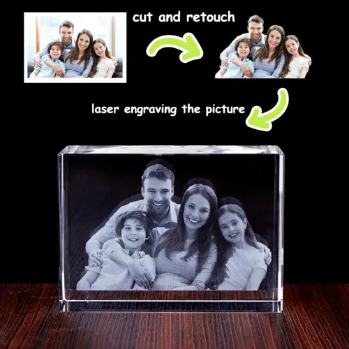Vista 5 de jfs Marco de fotos de cristal grabado con láser 2D/3D personalizado para fotos, padre, mamá, novia, ella, él, novio, cumpleaños, aniversario