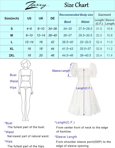 Vista 5 de Zexxxy Vestido fruncido con cuello cuadrado para mujer, manga larga y corta, con volantes, acampanado, hasta la rodilla, tallas S-XXL