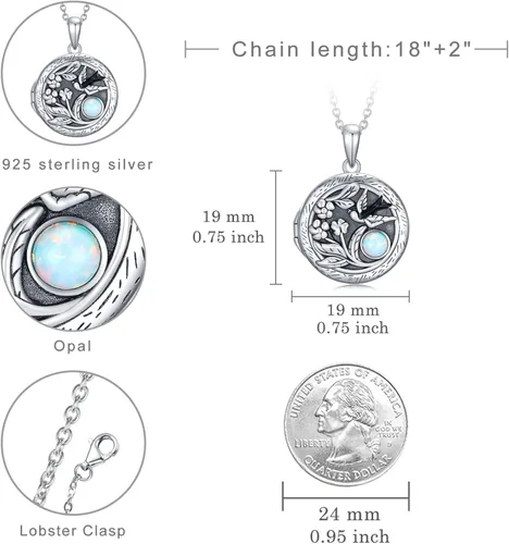 Vista 4 de Peireara Locket Necklace That Holds Pictures 925 Sterling Silver Locket Necklace Photo Keep Memory Locket Pendant Necklace Jewelry Gifts for Women