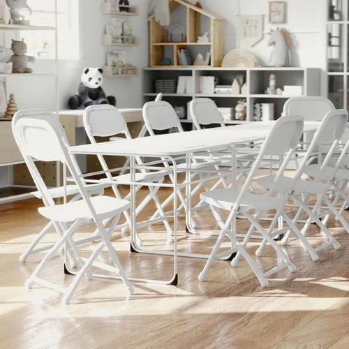 Vista 2 de Flash Furniture Paquete de 2 sillas plegables de plástico blanco para niños