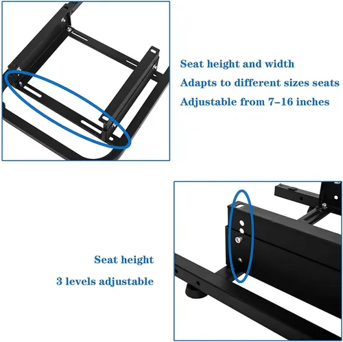 Vista 4 de Marada Soporte de asiento trasero de carreras, soporte de medio asiento trasero para soportes de volante a cabina de simulador de carreras, soporte