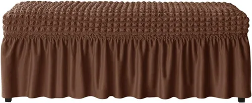 Vista 15 de SZJIAHTM Funda elástica suave para banco de comedor con falda, protector de reposapiés de poliéster, celosía de burbujas, fundas para banco de piano