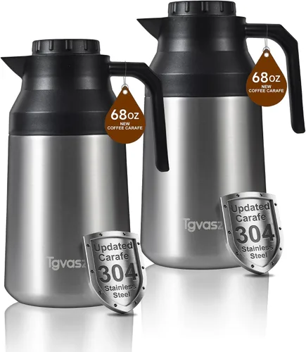Vista 11 de 2 jarras térmicas de café de acero inoxidable aisladas para líquidos calientes, al vacío, jarra térmica, dispensador de jarra para mantener la leche
