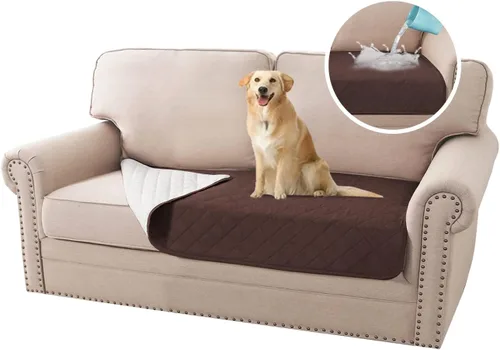 Vista 15 de H.VERSAILTEX Fundas de sofá de 2 plazas para perros, 100 % impermeables, con correas elásticas para mascotas y gatos (sofá biplaza, marrón)