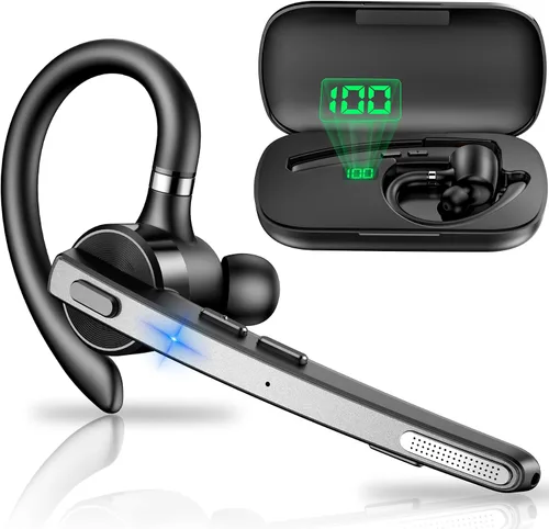 Vista 11 de Auriculares Bluetooth, 72H trabajo auricular inalámbrico de un solo oído Verde militar sólido