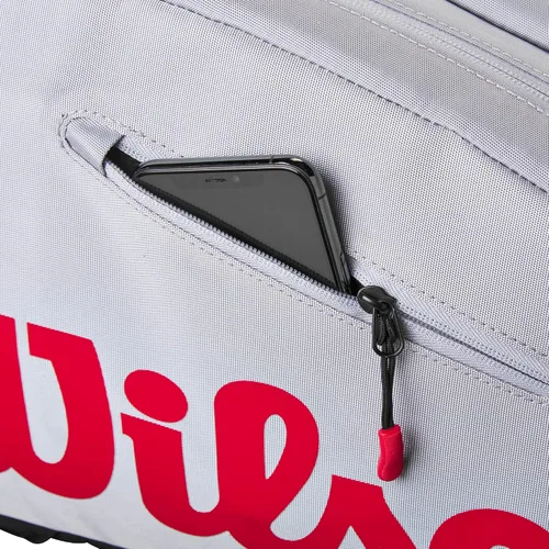 Vista 5 de WILSON Super Tour - Bolsa de pickleball con capacidad para hasta 3 paletas, gris/rojo/negro