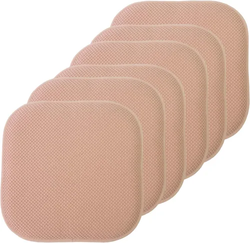 Vista 122 de Sweet Home Collection Cojines de espuma viscoelástica para silla, antideslizantes, diseño de panal de abeja, 16 x 16 pulgadas, paquete de 2