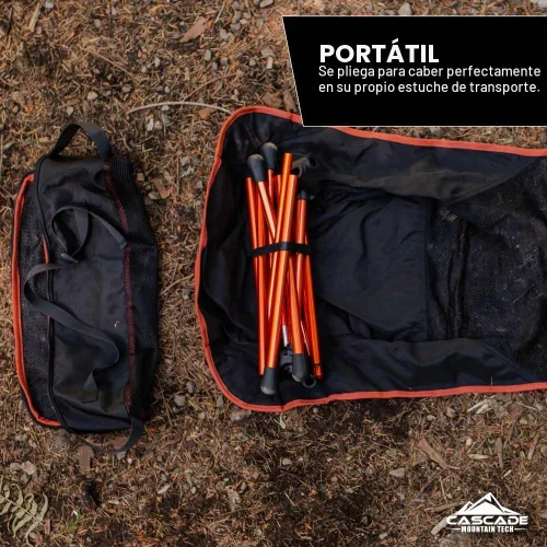 Vista 5 de Cascade Mountain Tech Silla de campamento ligera con respaldo alto al aire libre con reposacabezas y estuche de transporte - Negro