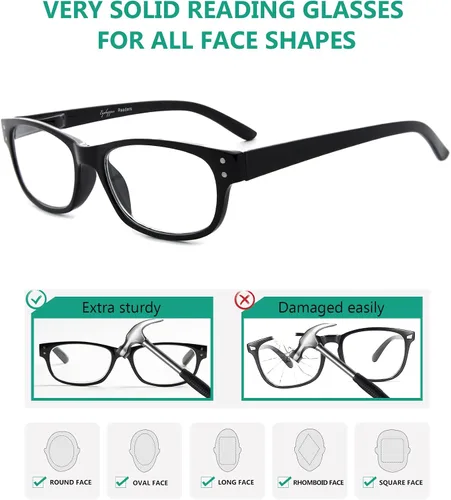 Vista 4 de Eyekepper Gafas de lectura clásicas para hombre, paquete de 5 con bisagras de resorte