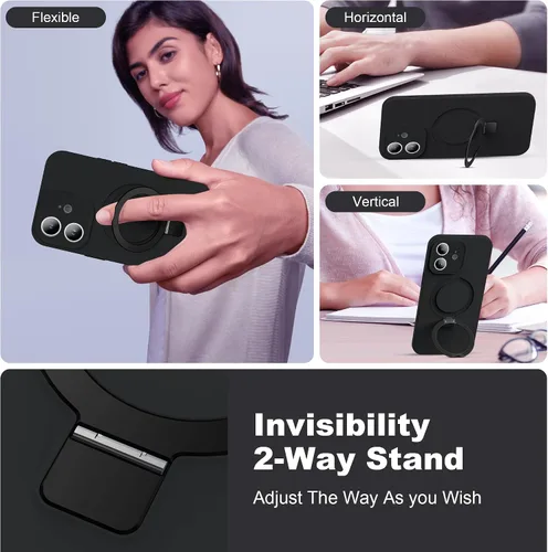 Vista 2 de Funda diseñada para iPhone 11 con soporte magnético invisible Compatible con Mag-Safe, a prueba de caídas de grado militar, a prueba de golpes
