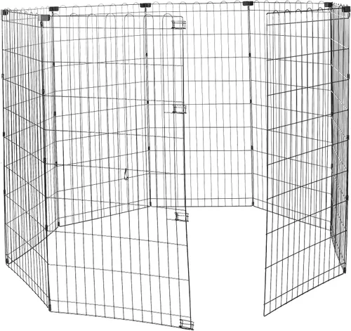 Vista 16 de Amazon Basics: cerca plegable de metal para mascotas, con puerta, 60 x 60 x 24 pulgadas, color negro.