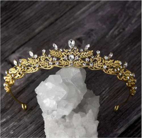 Vista 4 de SWEETV Wedding Tiaras for Women, Princess Quinceanera Crown Dorado