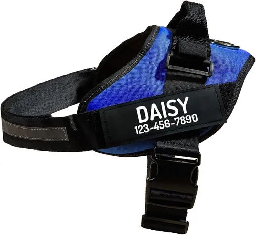 Vista 10 de Arnés personalizado sin tirones para perro con 2 parches personalizados para nombre y teléfono, chaleco reflectante transpirable para mascotas
