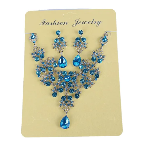Vista 2 de ZHANGXD Juego de aretes colgantes para mujer, diseño de mariposa y gota de agua, con diamantes de imitación, color azul lago, talla única