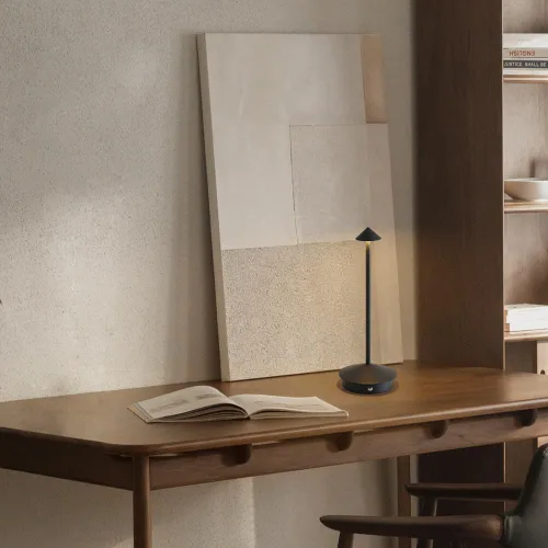 Vista 3 de Paquete de 2 lámparas de mesa inalámbricas de aluminio, lámparas de mesa recargables de 6000 mAh, lámpara LED táctil portátil, lámparas de mesa Negro